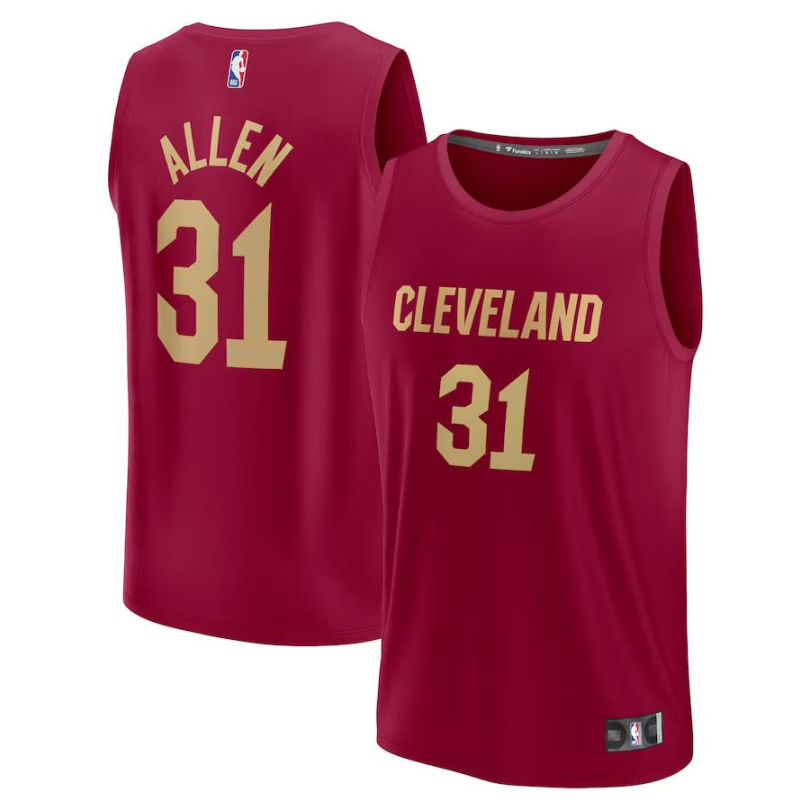 Men Cleveland Cavaliers 31 Jarrett Allen Fanatics Branded Wine 2022-23 Fast Break Replica NBA Jersey